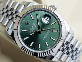 GENTS ROLEX DATEJUST 41mm 126334 STAINLESS STEEL MINT GREEN DIAL WARRANTY 2025 UK B&P