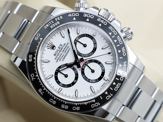 GENTS ROLEX DAYTONA PANDA 126500LN STAINLESS STEEL WHITE DIAL WARRANTY 2025 UK B&P