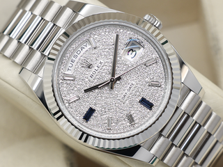 ROLEX DAY-DATE 40mm 18ct WHITE GOLD 228239 PAVÉ DIAMOND DIAL WARRANTY 2026 UK B&P