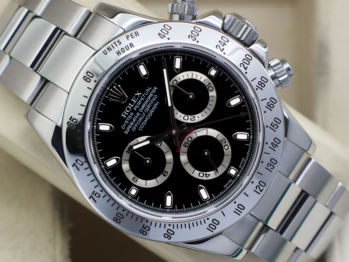 GENTS ROLEX GENTS ROLEX DAYTONA 116520 STAINLESS STEEL BLACK DIAL WARRANTY 2008 UK B&P