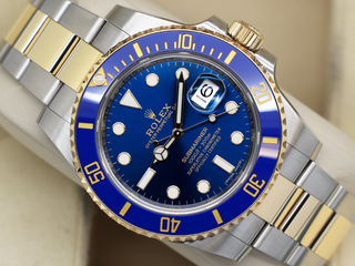 GENTS ROLEX SUBMARINER DATE 40mm 116613LB 18ct YELLOW GOLD WARRANTY 2019 UK B&P