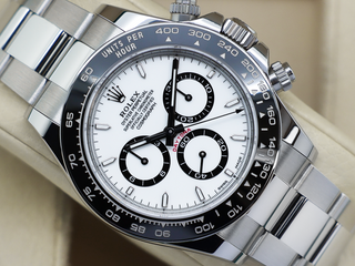 GENTS ROLEX DAYTONA PANDA 126500LN STAINLESS STEEL WHITE DIAL WARRANTY 2025 UK B&P