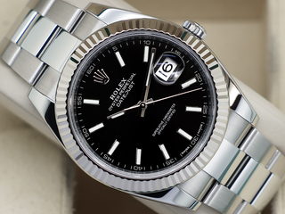 GENTS ROLEX DATEJUST 41mm 126334 STAINLESS STEEL BLACK DIAL WARRANTY 2017 UK B&P