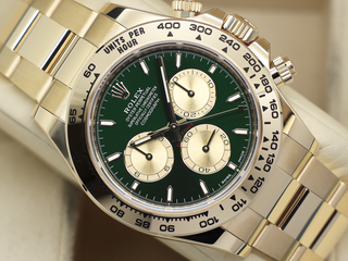 GENTS ROLEX DAYTONA 18ct YELLOW GOLD JOHN MAYER 2.0 126508 GREEN DIAL UNWORN STICKERS 2026 UK B&P