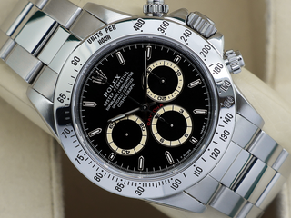 GENTS ROLEX ZENITH DAYTONA 16520 STAINLESS STEEL BLACK PATRIZZI DIAL WARRANTY 1997 B&P