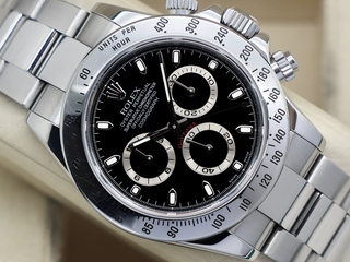 GENTS ROLEX DAYTONA 116520 STAINLESS STEEL BLACK DIAL UNPOLISHED WARRANTY 2008 UK B&P
