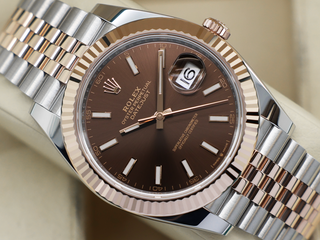 GENTS ROLEX DATEJUST 41mm 126331 18ct ROSE GOLD/STEEL CHOCOLATE DIAL WARRANTY 2023 UK B&P