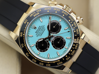 GENTS ROLEX DAYTONA 18ct YELLOW GOLD OYSTERFLEX 'TIFFANY' TURQUOISE BLUE 126518LN NEW MODEL UNWORN 2026 UK B&P