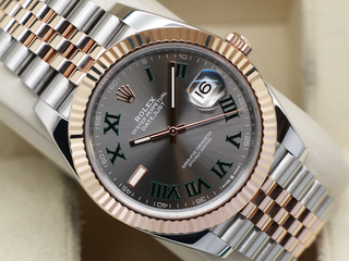 GENTS ROLEX DATEJUST 41mm 126331 18ct ROSE GOLD/STEEL WIMBLEDON DIAL WARRANTY 2024 UK B&P