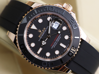 GENTS ROLEX YACHT-MASTER 40mm 126655 18ct ROSE GOLD OYSTERFLEX BLACK DIAL WARRANTY 2024 UK B&P