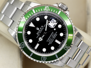 GENTS ROLEX SUBMARINER DATE 40mm KERMIT 16610LV STAINLESS STEEL WARRANTY 2010 UK B&P