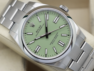 GENTS ROLEX OYSTER PERPETUAL 41mm 134300 STAINLESS STEEL PISTACHIO DIAL UNWORN STICKERS 2026 UK B&P