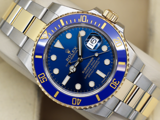 GENTS ROLEX SUBMARINER DATE 40mm 116613LB 18ct YELLOW GOLD WARRANTY 2019 UK B&P