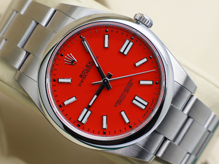 GENTS ROLEX OYSTER PERPETUAL 41mm 124300 STAINLESS STEEL CORAL RED DIAL WARRANTY 2022 B&P