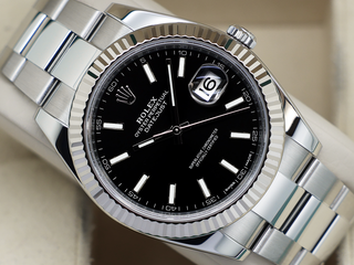 GENTS ROLEX DATEJUST 41mm 126334 STAINLESS STEEL BLACK DIAL WARRANTY 2017 UK B&P