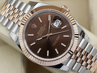 GENTS ROLEX DATEJUST 41mm 126331 18ct ROSE GOLD/STEEL CHOCOLATE DIAL WARRANTY 2023 UK B&P
