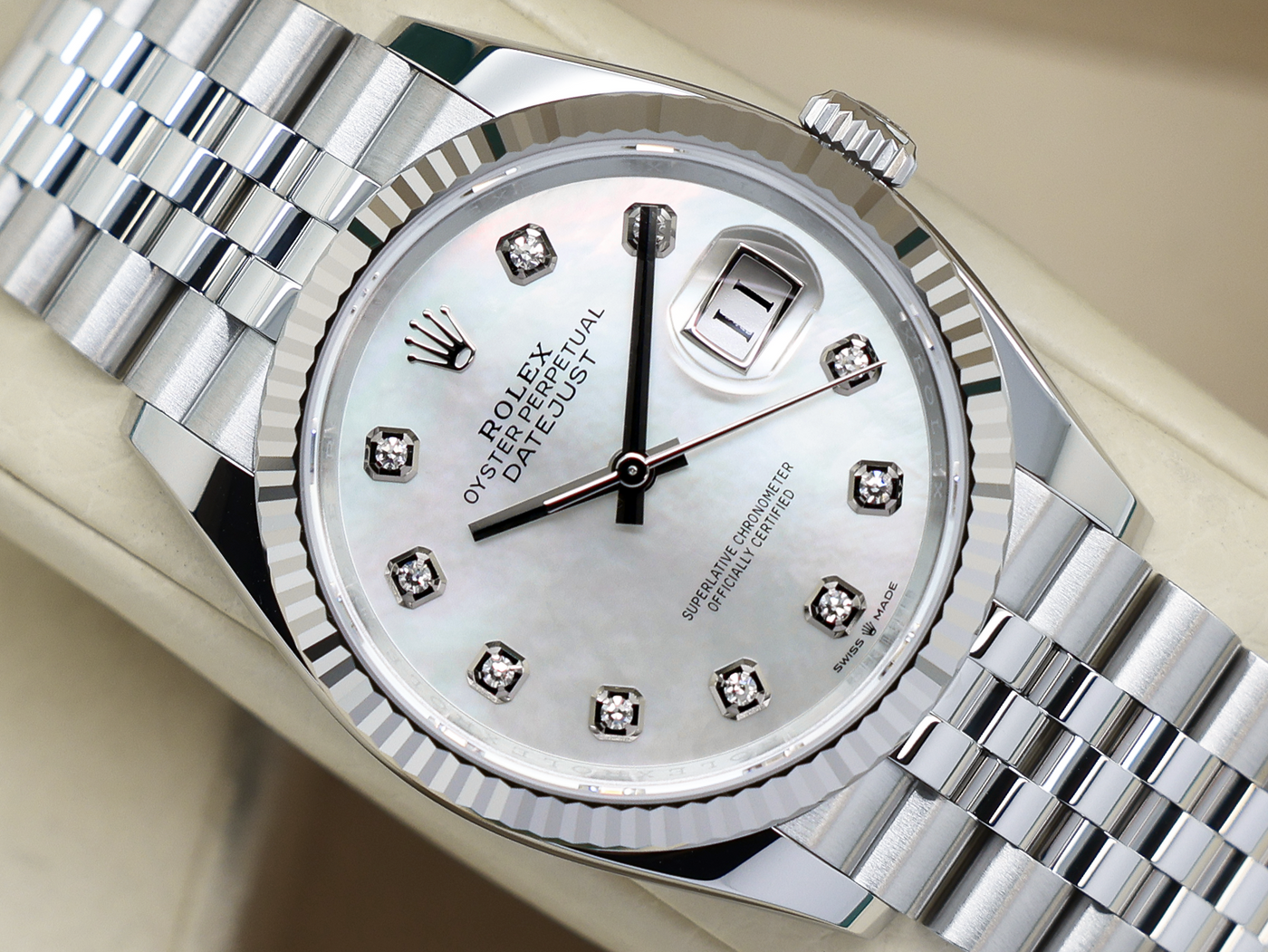 Rolex ROLEX DATEJUST 36mm 126234 STEEL WHITE MOTHER OF PEARL DIAMOND DIAL UNWORN 2026 UK B&P