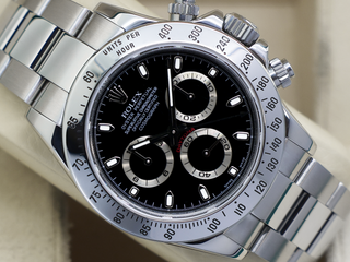GENTS ROLEX DAYTONA 116520 STAINLESS STEEL BLACK DIAL WARRANTY 2008 UK B&P
