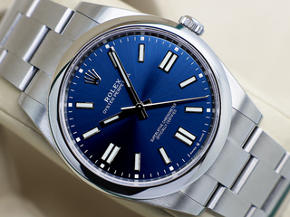 GENTS ROLEX OYSTER PERPETUAL 41mm 124300 STAINLESS STEEL BLUE DIAL WARRANTY 2023 B&P