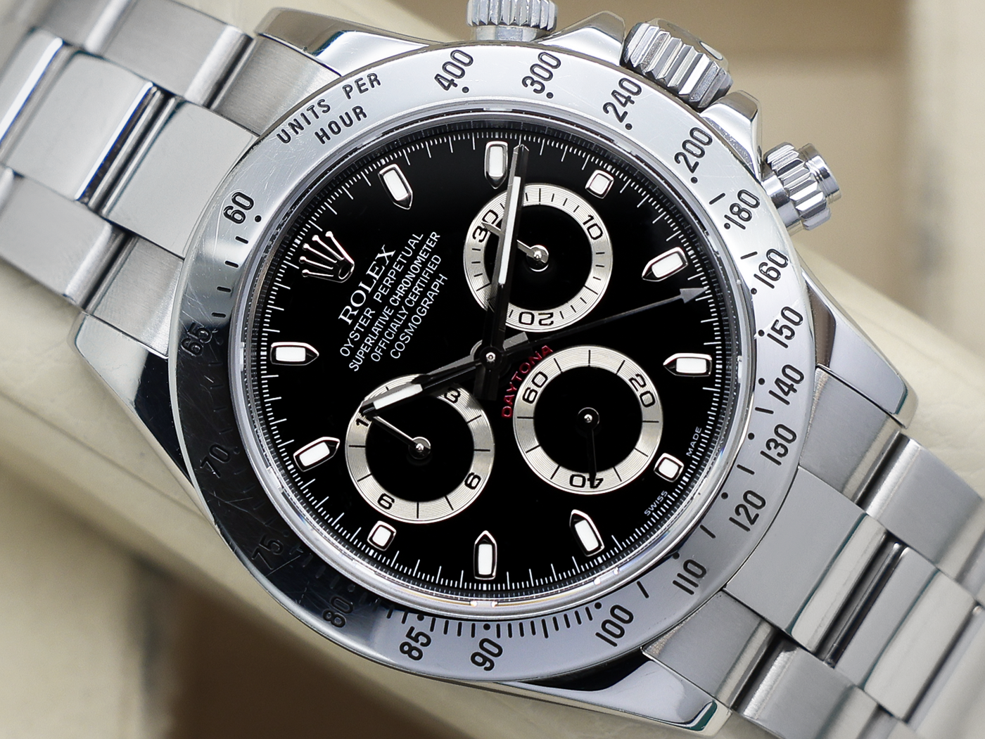 GENTS ROLEX GENTS ROLEX DAYTONA 116520 STAINLESS STEEL BLACK DIAL UNPOLISHED WARRANTY 2008 UK B&P