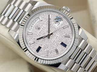 ROLEX DAY-DATE 40mm 18ct WHITE GOLD 228239 PAVÉ DIAMOND DIAL WARRANTY 2026 UK B&P