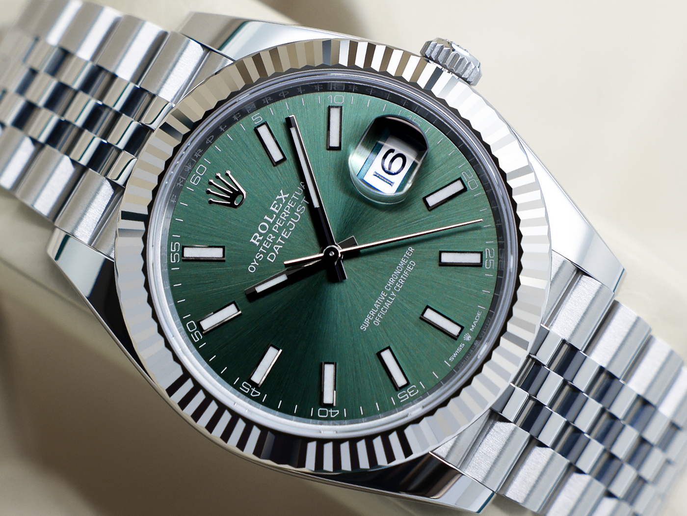 GENTS ROLEX GENTS ROLEX DATEJUST 41mm 126334 STAINLESS STEEL MINT GREEN DIAL UNWORN 2026 UK B&P