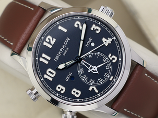 GENTS PATEK PHILIPPE CALATRAVA PILOT TRAVEL TIME 5524G 42mm 18CT WHITE GOLD WARRANTY 2022 UK B&P