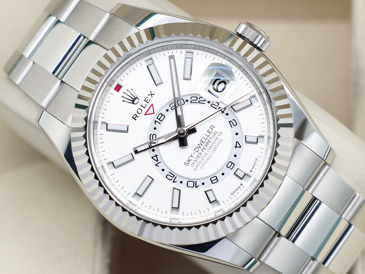 GENTS ROLEX GENTS ROLEX SKY-DWELLER 42mm 336934 STAINLESS STEEL WHITE DIAL WARRANTY 2025 UK B&P