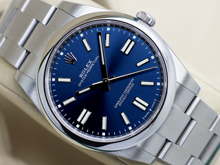 GENTS ROLEX OYSTER PERPETUAL 41mm 124300 STAINLESS STEEL BLUE DIAL WARRANTY 2023 B&P
