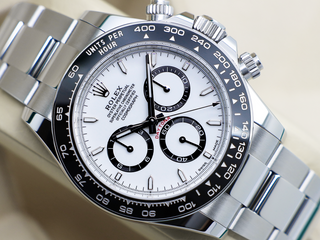 GENTS ROLEX DAYTONA PANDA 126500LN STAINLESS STEEL WHITE DIAL WARRANTY 2024 UK B&P