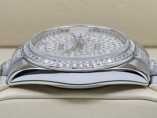 ROLEX DAY-DATE 36mm PLATINUM 118346 FACTORY DIAMOND PAVE DIAL / FACTORY SET DIAMOND BEZEL & BRACELET WARRANTY 2008 UK B&P