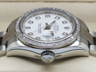 LADIES ROLEX DATEJUST 26mm 179384 STAINLESS STEEL FACTORY DIAMOND DIAL/DIAMOND BEZEL WARRANTY 2015 UK B&P
