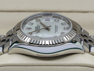 LADIES ROLEX DATEJUST 28mm 279174 STEEL WHITE MOTHER OF PEARL DIAMOND DIAL WARRANTY 2020 UK B&P