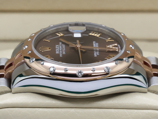 LADIES ROLEX DATEJUST MIDSIZE 31mm 178341 ROSE GOLD/STEEL CHOCOLATE DIAMOND DIAL/DIAMOND BEZEL WARRANTY 2013 B&P