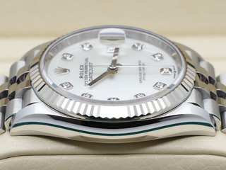 ROLEX DATEJUST 36mm 126234 STEEL WHITE MOTHER OF PEARL DIAMOND DIAL WARRANTY 2024 UK B&P