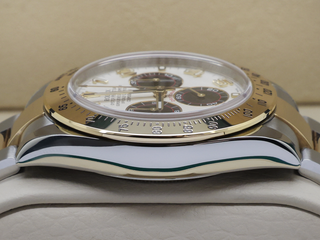 GENTS ROLEX DAYTONA 18ct GOLD/STEEL 116523 WHITE ARABIC RACING DIAL WARRANTY 2015 B&P