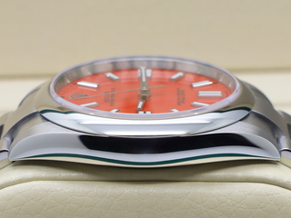 GENTS ROLEX OYSTER PERPETUAL 41mm 124300 STAINLESS STEEL CORAL RED DIAL WARRANTY 2022 B&P