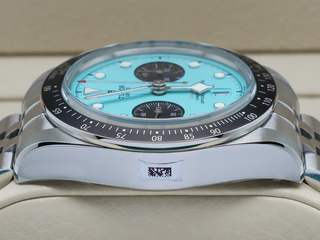 GENTS TUDOR BLACK BAY CHRONO FLAMINGO BLUE 79360N STAINLESS STEEL UNWORN FULL STICKERS 2026 UK B&P