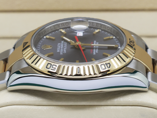 ROLEX DATEJUST 36mm TURN-O-GRAPH 116263 18CT YELLOW GOLD/STEEL GREY DIAL WARRANTY 2004 B&P
