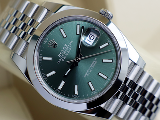 GENTS ROLEX DATEJUST 41mm 126300 STAINLESS STEEL MINT GREEN DIAL UNWORN 2025 UK B&P