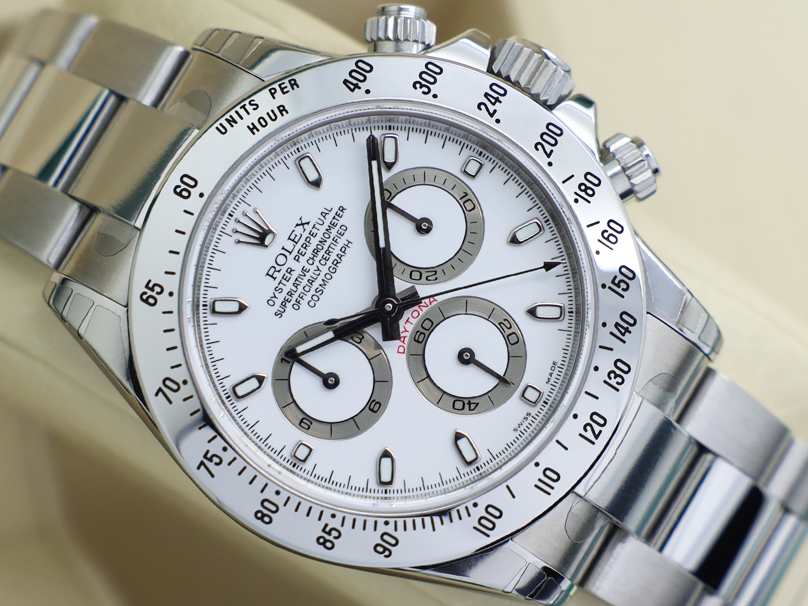 GENTS ROLEX 116520 STAINLESS STEEL WHITE CHROMALIGHT DIAL UNWORN FULL STICKERS – The Luxury Watch Company