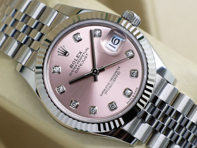 LADIES ROLEX DATEJUST MIDSIZE 31mm 278274 STEEL PINK DIAMOND DOT DIAL UNWORN 2025 UK B&P