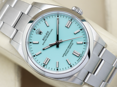 ROLEX OYSTER PERPETUAL 36mm 126000 STAINLESS STEEL TURQUOISE BLUE TIFFANY DIAL UNWORN STICKERS 2025 UK B&P