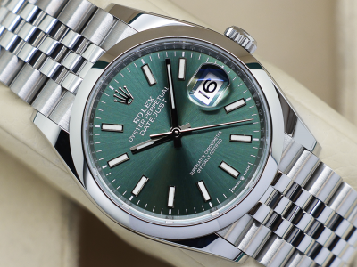 ROLEX DATEJUST 36mm 126200 STAINLESS STEEL MINT GREEN DIAL WARRANTY 2023 B&P