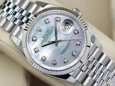 ROLEX DATEJUST 36mm 126234 STEEL WHITE MOTHER OF PEARL DIAMOND DIAL UNWORN 2025 UK B&P