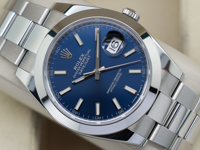 GENTS ROLEX DATEJUST 41mm 126300 STAINLESS STEEL BLUE DIAL WARRANTY 2025 UK B&P